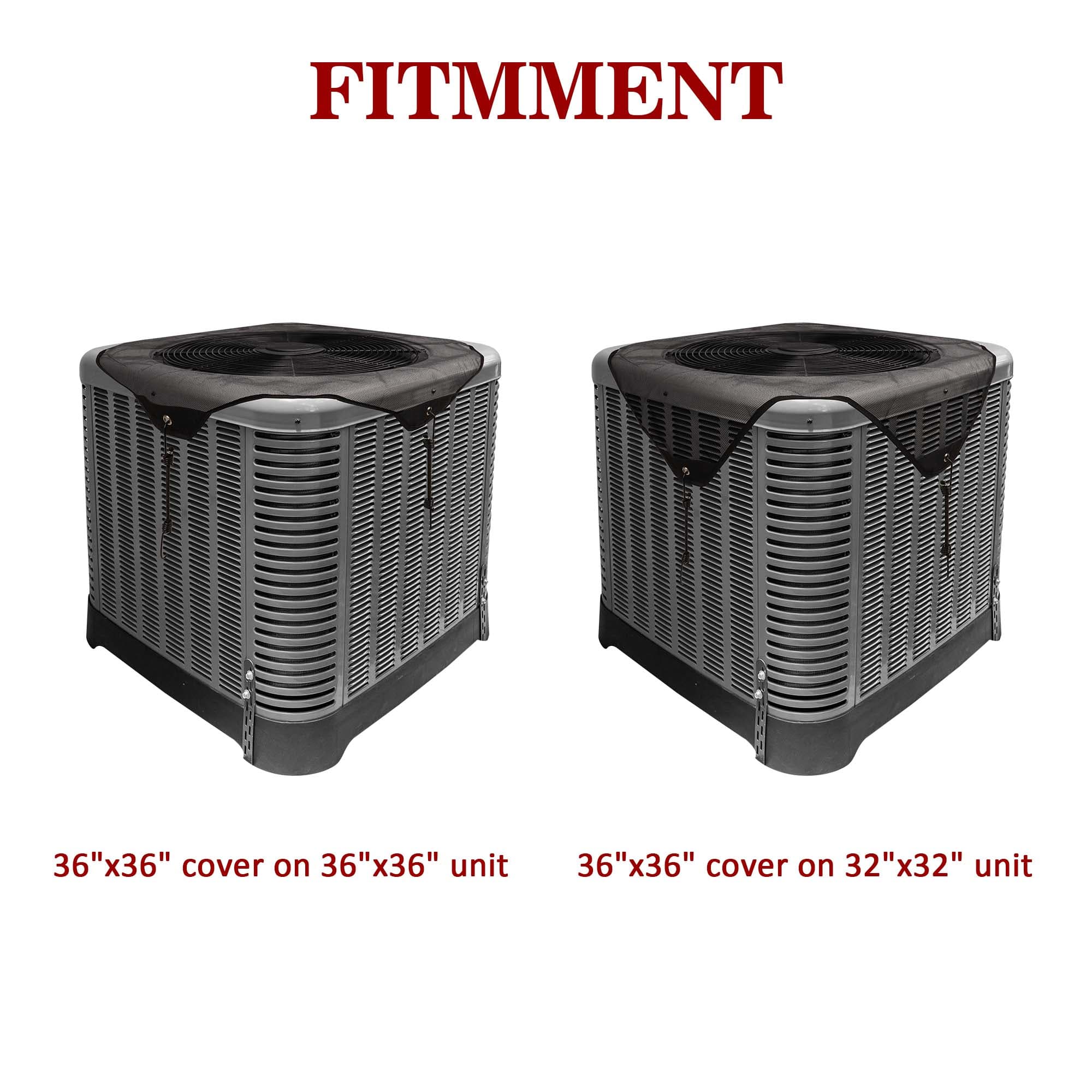 Kingshion Central Air Conditioner Covers for Outside 36'' X 36'', Mesh AC Covers for Outside Unit, Breathable AC Conditioning Condenser Compressor Cover-With four stretchable fixing hooks(Black) - 3
