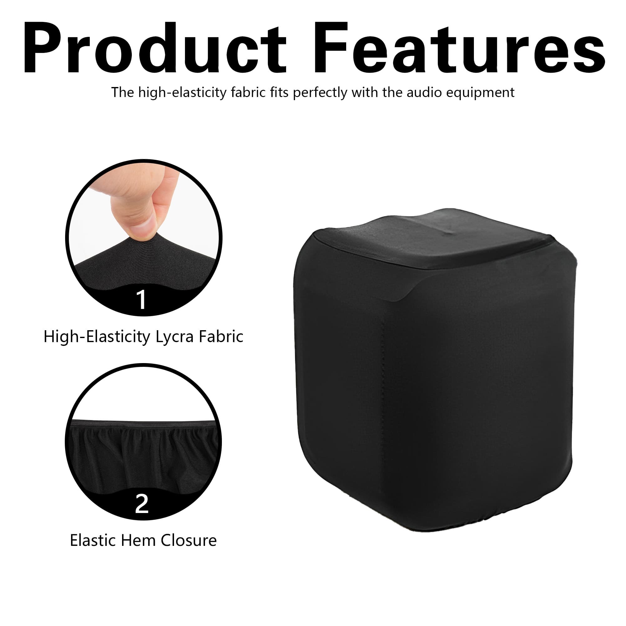 High-Elastic Sound Dust Cover Compatible with Party Box Encore Essential Speaker,Stretchable Speaker Case Protective Dust Cover - Black - 2