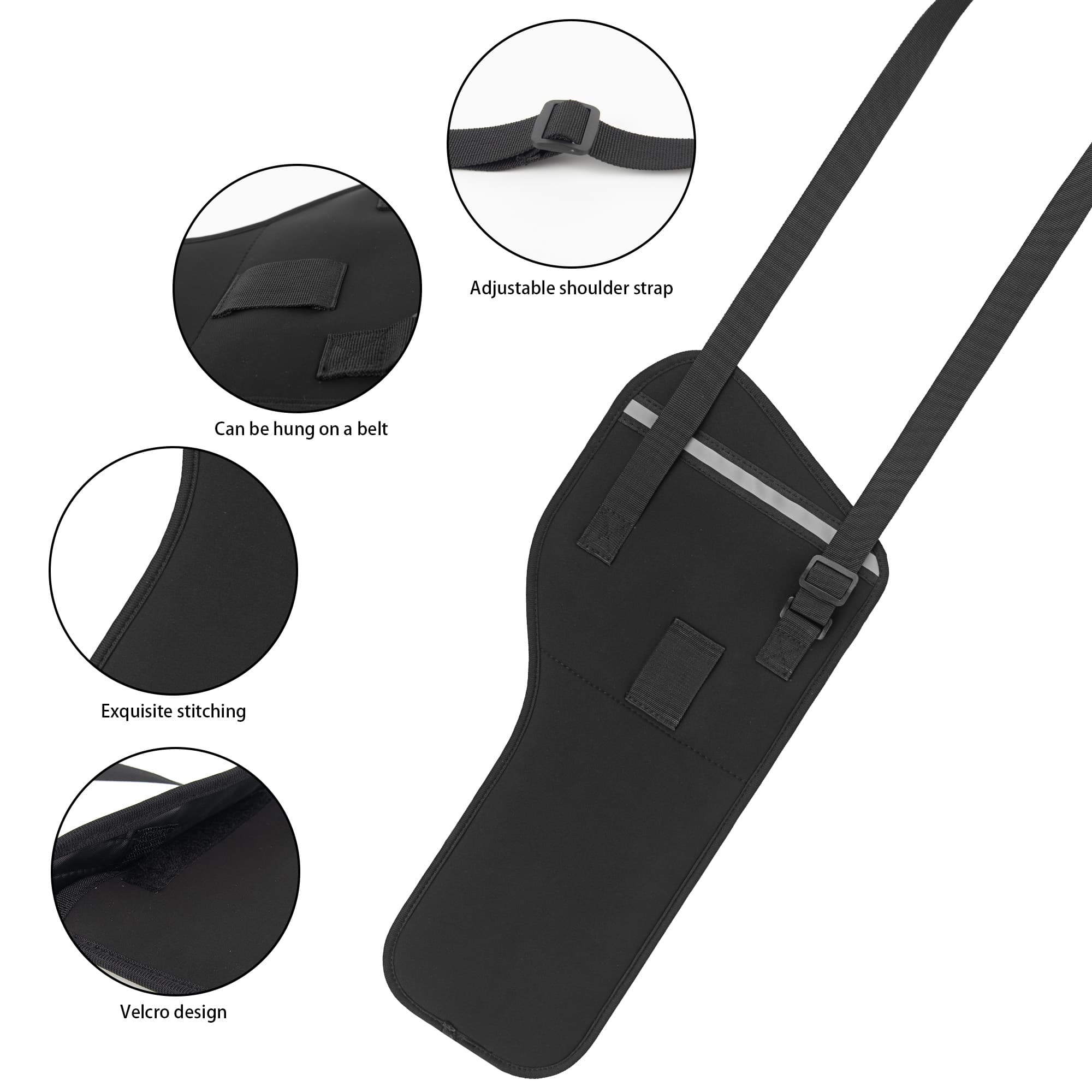 Neoprene Folding Cane Storage Bag - Water-Resistance Walking Stick Organizer Pouch, Lightweight Carrying Travel Case, Universal Fit for Foldable Canes (Cane Not Included) - Black - 3