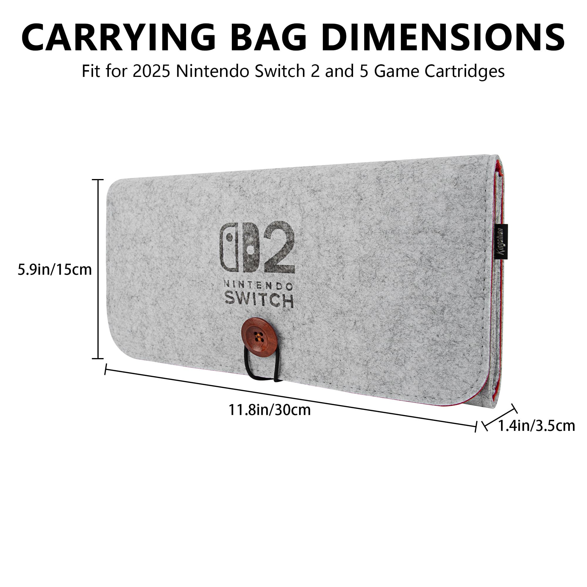 Felt Carrying Bag Compatibility with 2025 Switch 2, Double-mouth Portable Travel Bag Ultra Slim Felt Pouch with 5 Game Cartridges Holders for Switch 2 - Light gray - 1