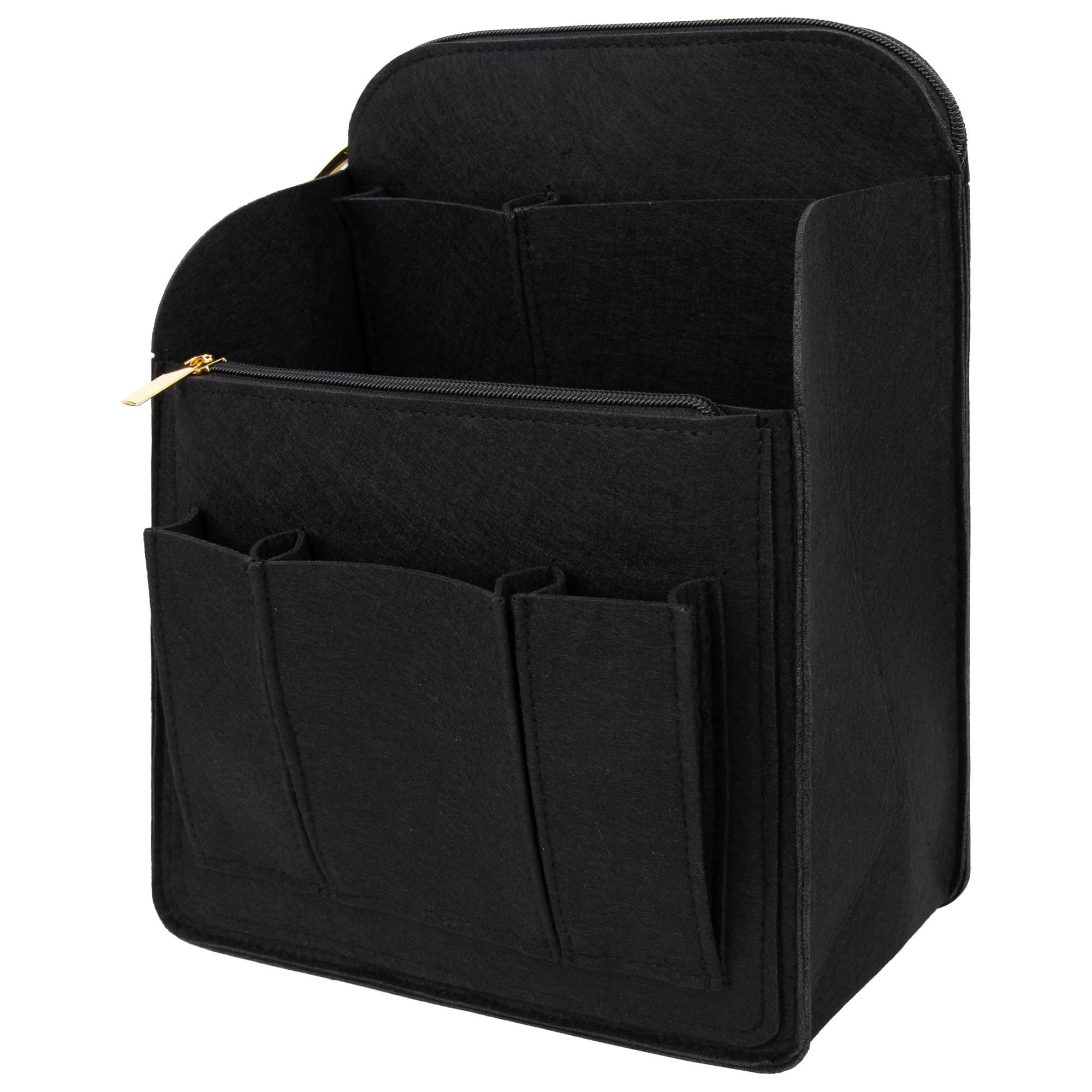 Kingshion Large Capacity Backpack Organizer Insert - Felt Storage Insert for 10"+ Backpacks, Rucksacks & Travel Bags | Vertical Design with Shoulder Strap Slot & Interior Pockets - Black