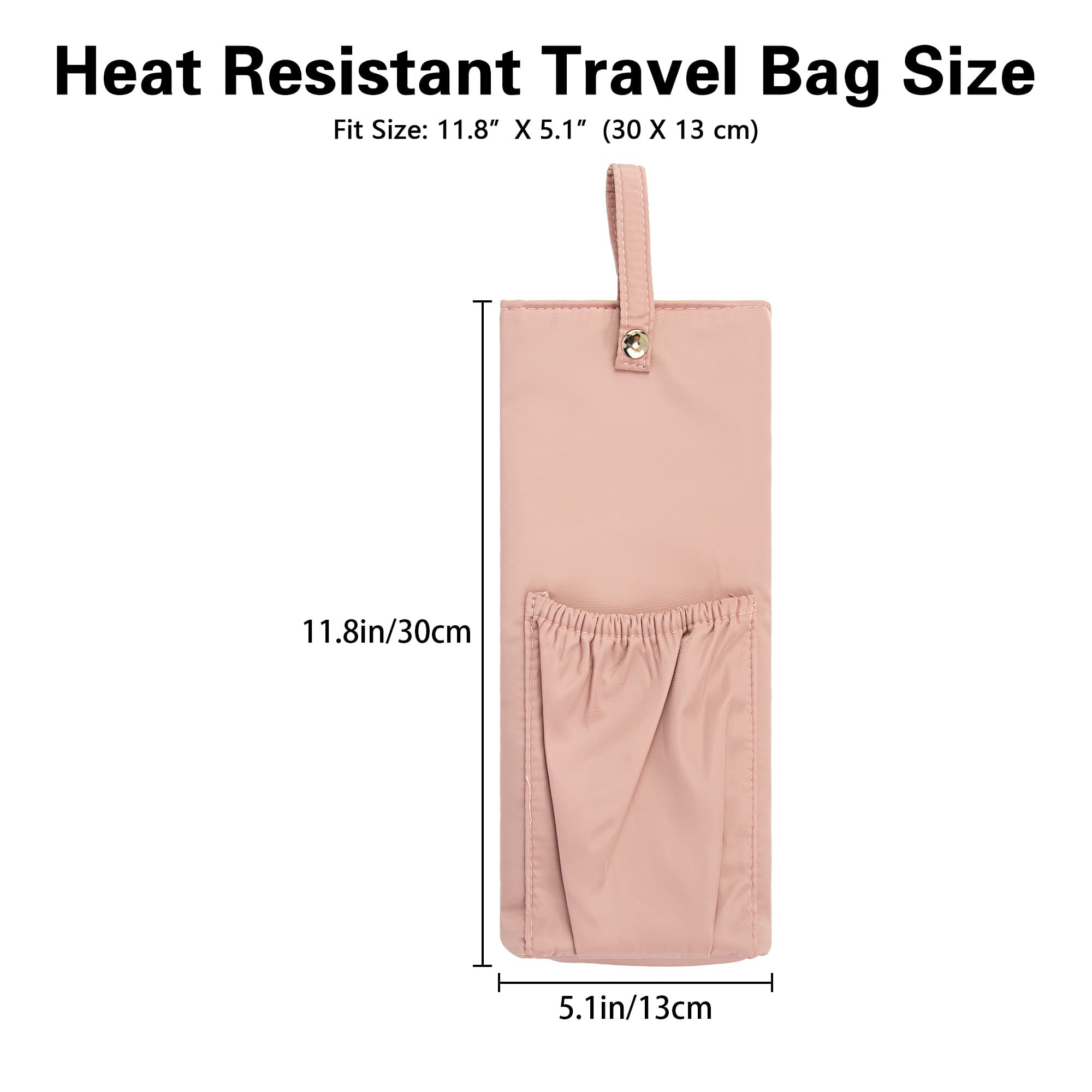Kingshion Heat Prevention Hair Tools Travel Bag - Thermal Insulation Storage Pouch for Hair Straighteners & Curling Irons with Snap Strap, Dresser Organizer for Home - Pink - 1