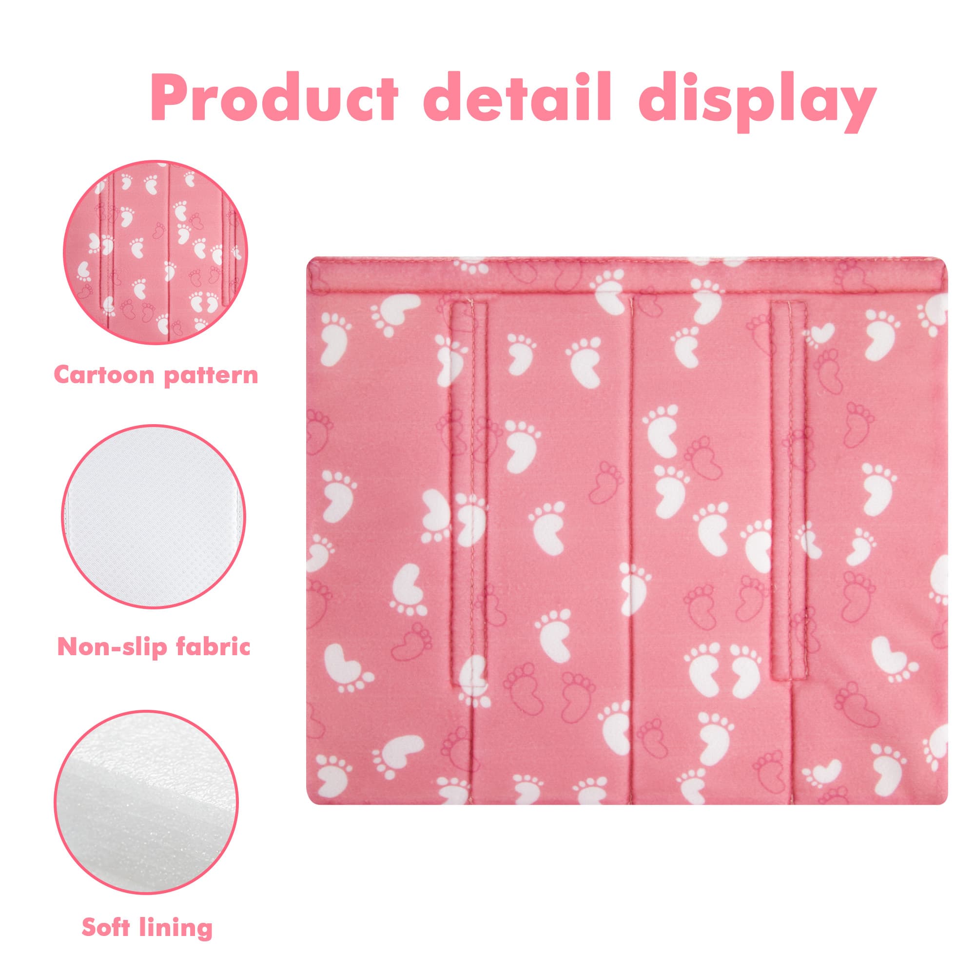 5Pcs Bunk Bed Ladder Pads, 30 x 25cm Bunk Ladder Cover with 10 Adjustable Straps, Comfortable Step Pads for Loft Bed, Suitable for Safe and Comfortable Climbing, Pink Foot - 3