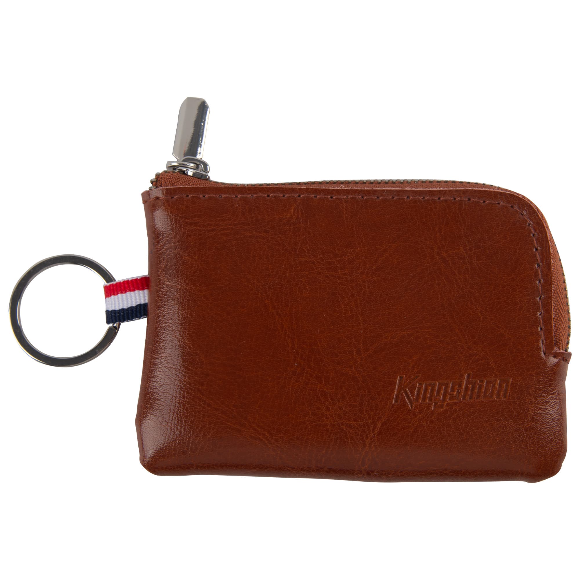 Genuine Leather Mini Coin Purse Keychain, Small Change Pouch Wallet with Clip Ring and Inner Key Holder, Compact Coin Wallet for Keys, Coins, Cash (Brown)