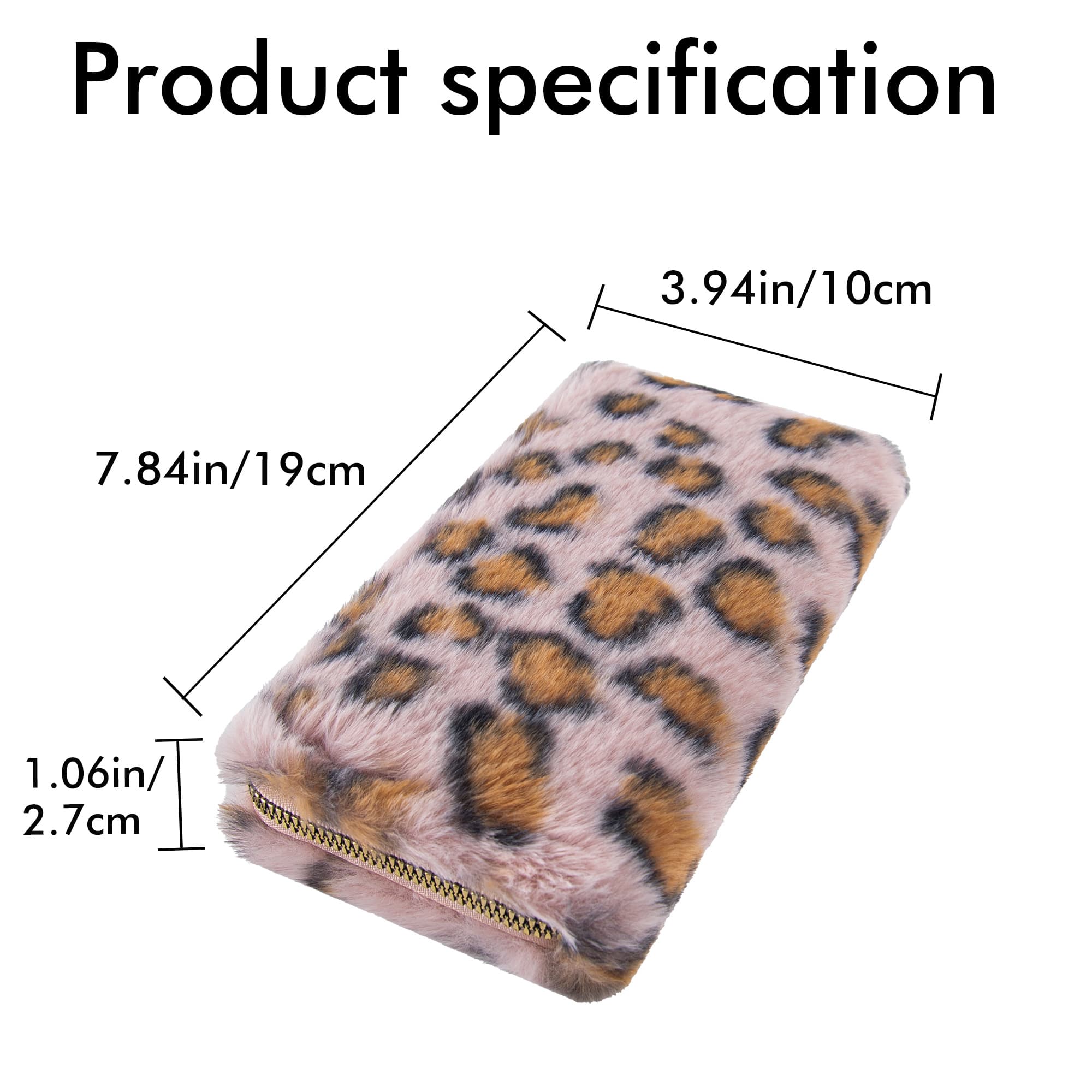 Leopard Print Fuzzy Clutch Wallet - Plush Faux Fur Handbag with 5 Bill Compartment, 8 Card Slots & Zipper Coin Pocket, Durable Scratch Prevention Multi-Pocket Handle Purse for Women (Pink) - 2