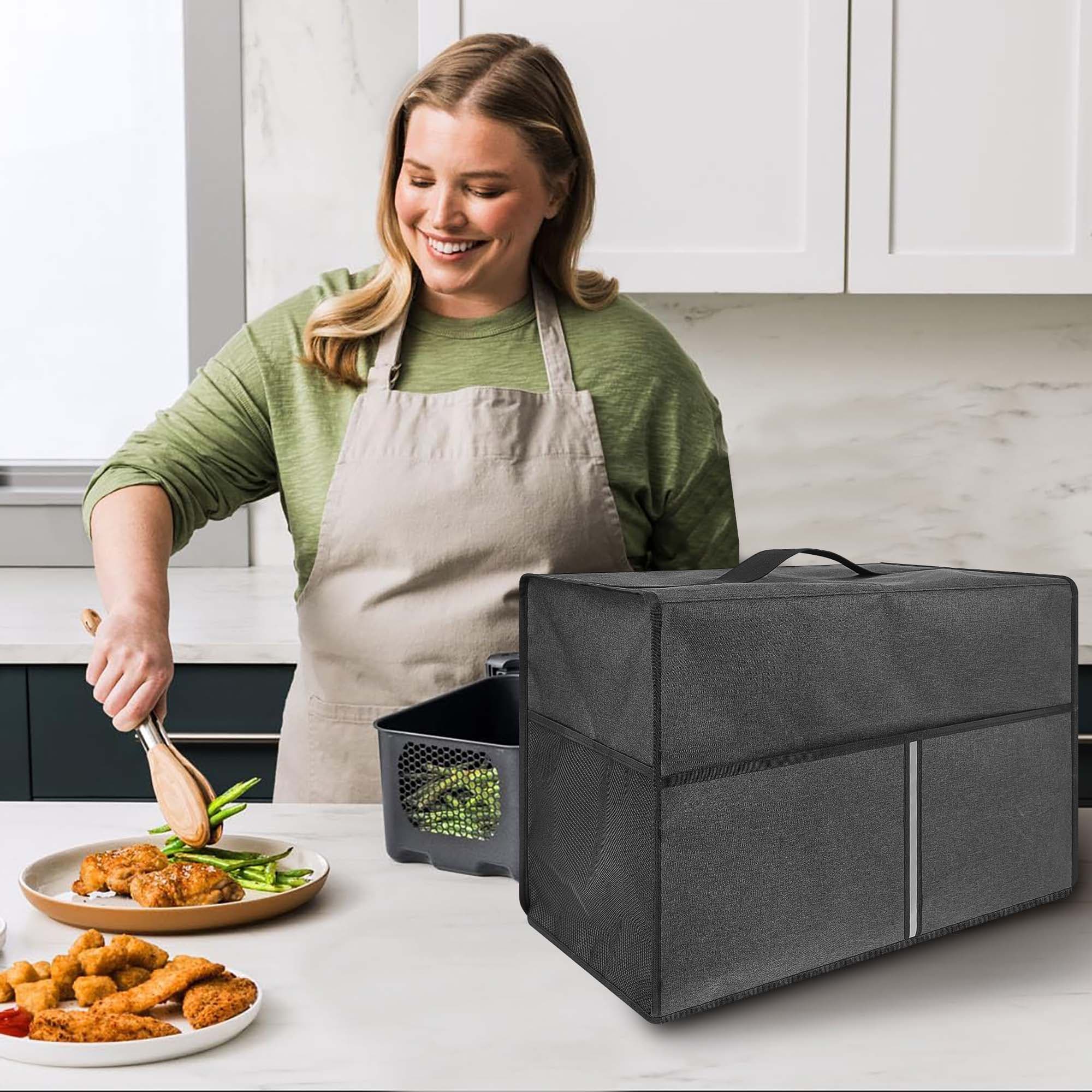 Kingshion Air Fryer Dust Cover compatible with 9.5L Capacity Vertical Dual Drawer, Air Fryer cover for Ninja SL400UKCP/SL400UK -Dark grey - 5