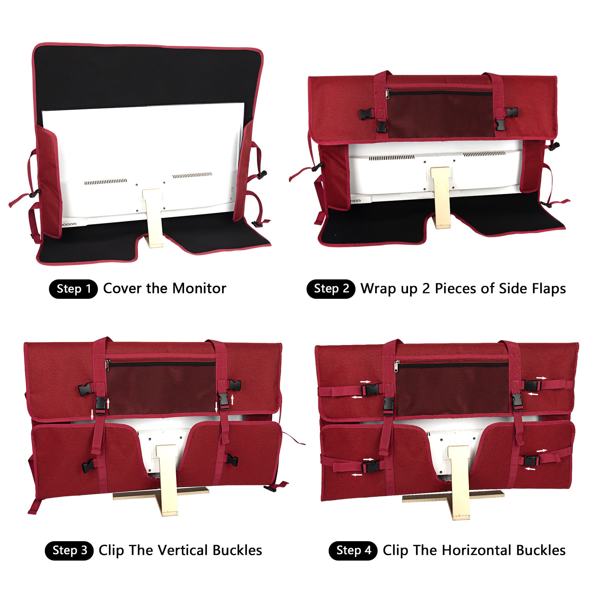 Kingshion Travel Carrying Bag Compatible with 32" All-in-One Desktop Computer and 32" Monitor (Dark Red) - 3