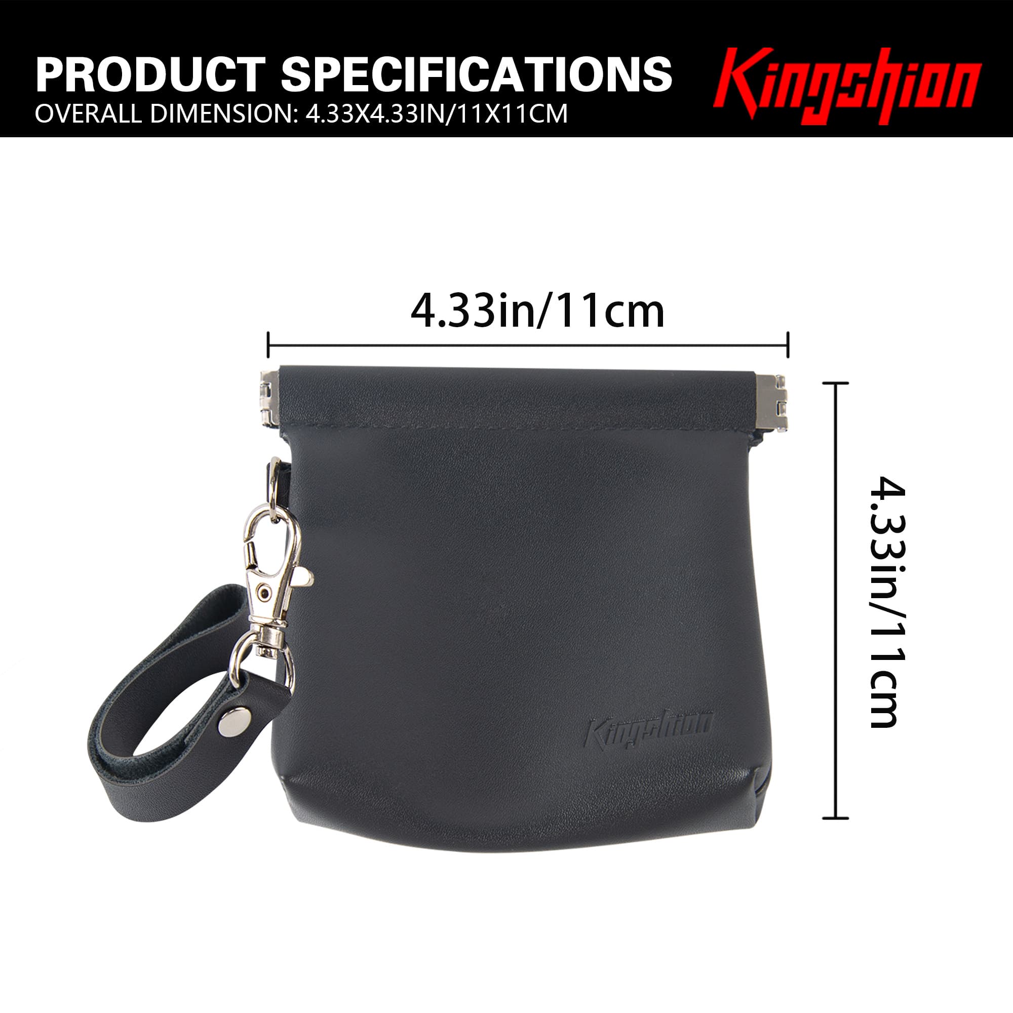 Snap Button Closure Pouch, 4.3 in Storage Organizer with Detachable Wrist Strap & 12 Constellation Badges - Self-closing Multipurpose Bag for Cosmetics, Lipstick, Earbuds, Change, Jewelry (Black) - 1